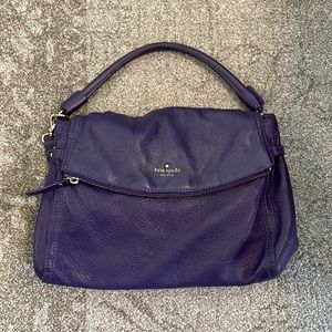 Kate Spade Cobble Hill Devin Pebbled Leather Shoulder/Crossbody Bag Purple